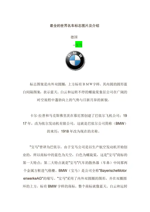 最全的世界名车标志图片及介绍