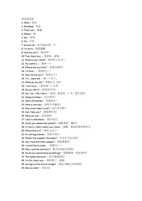 英语词语表