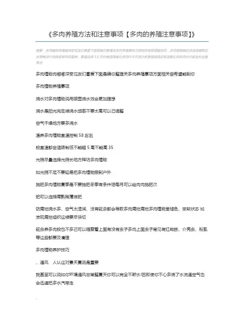 多肉养殖方法和注意事项【多肉的养殖注意事项】