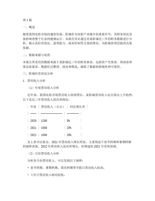 影城财务数据分析报告(3篇)