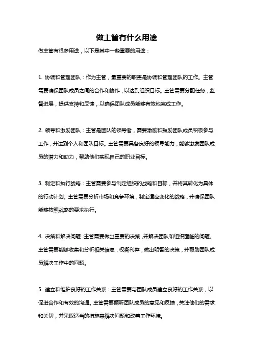 做主管有什么用途