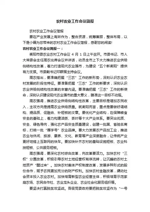 农村农业工作会议简报