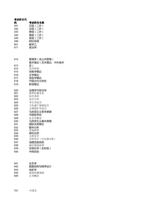 西北大学研究生考试初试参考书目