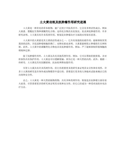 土大黄功效及抗肿瘤作用研究进展