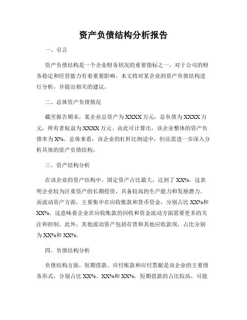 资产负债结构分析报告