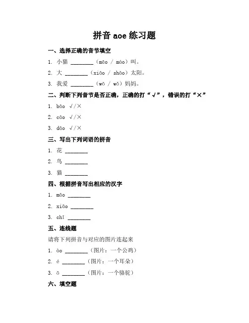 拼音aoe练习题图片