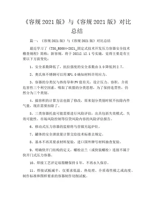 《容规2021版》与《容规2021版》对比总结