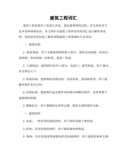 建筑工程词汇