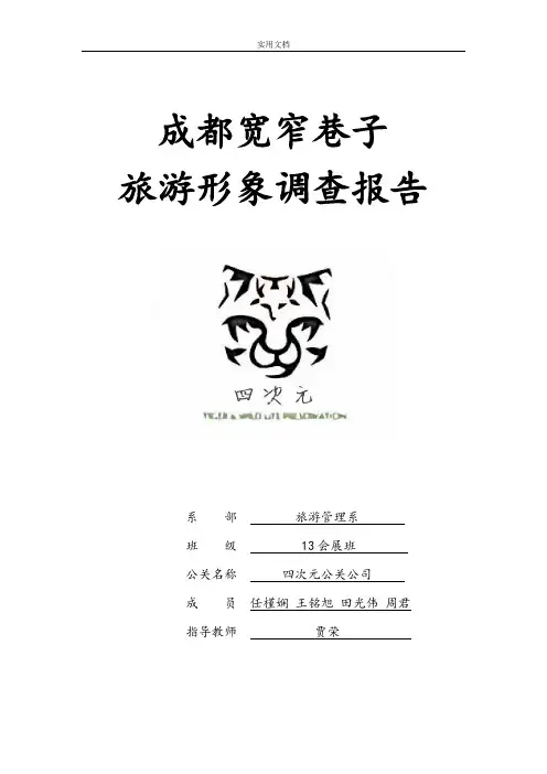 成都宽窄巷子旅游形象调研报告材料