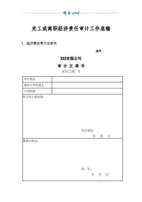 经济责任审计工作底稿标准格式