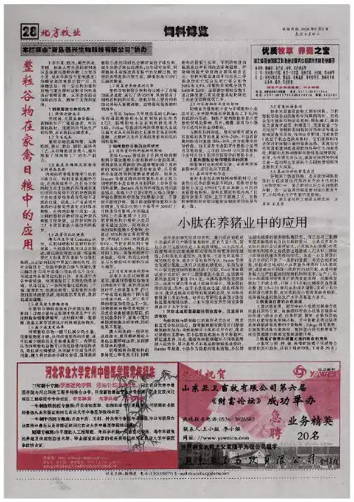 整粒谷物在家禽日粮中的应用