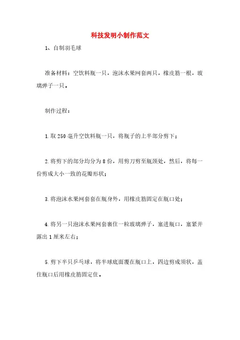 科技发明小制作范文