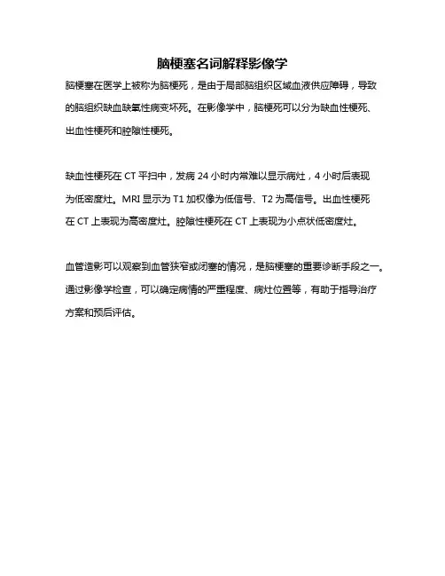 脑梗塞名词解释影像学