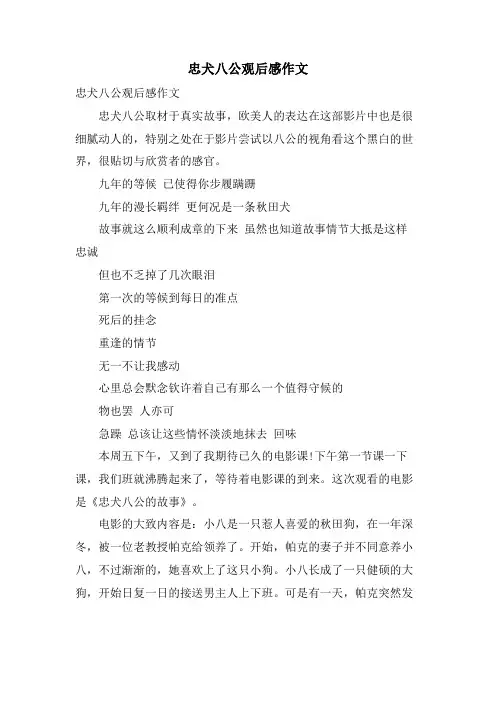 忠犬八公观后感作文