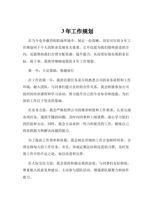 3年工作规划