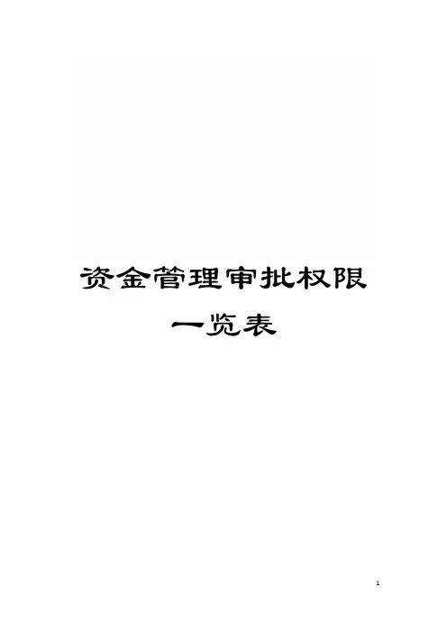资金管理审批权限一览表模板