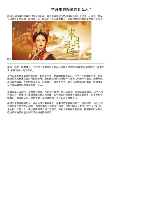 芈月是秦始皇的什么人？