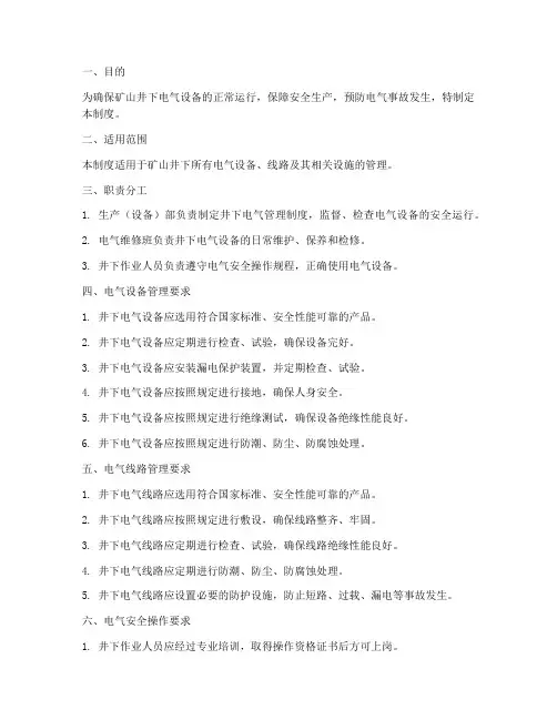 矿山井下电气管理制度范本