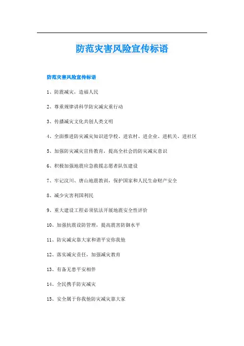 防范灾害风险宣传标语