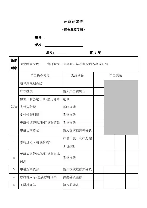 erp沙盘运营记录表精品文档23页