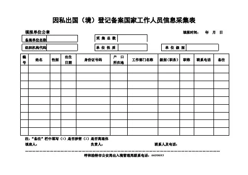 因私出国(境)登记备案国家工作人员信息采集表
