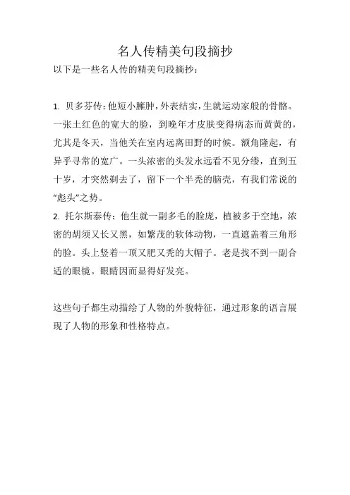 名人传精美句段摘抄