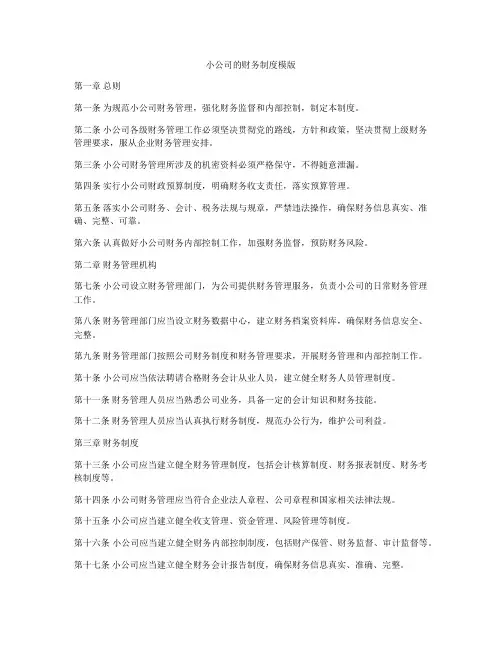 小公司的财务制度模版