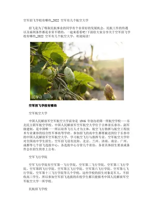 空军招飞学校有哪些_2022空军有几个航空大学