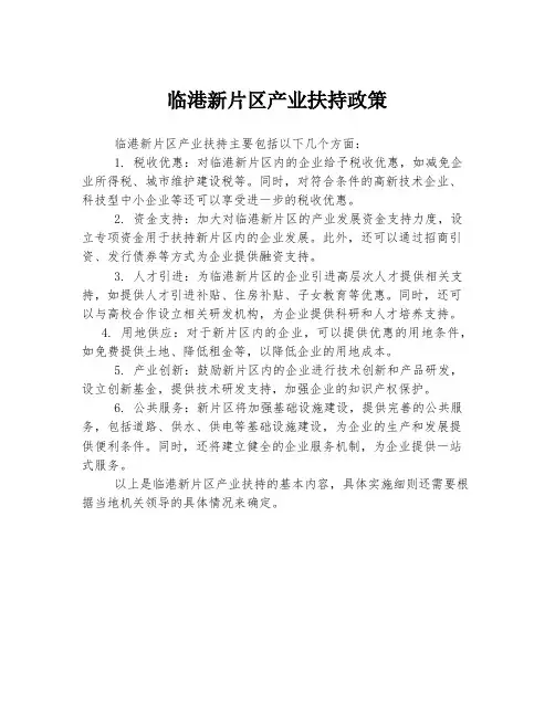临港新片区产业扶持政策