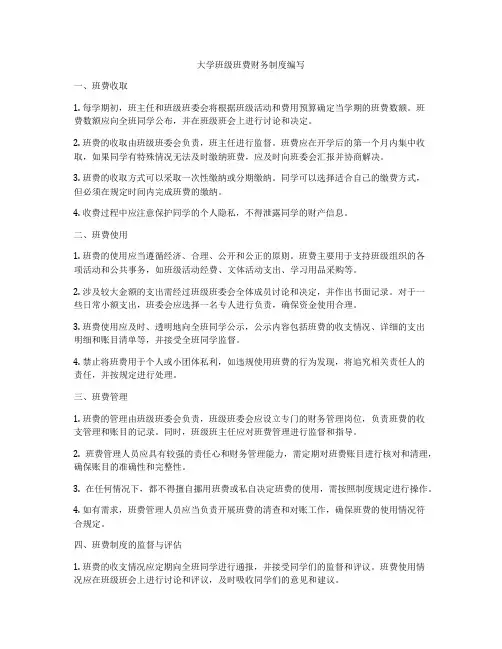 大学班级班费财务制度编写