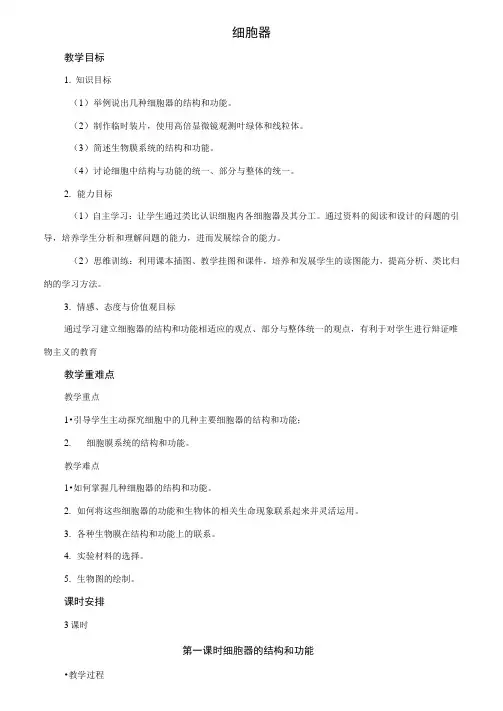 细胞器——系统内的分工合作