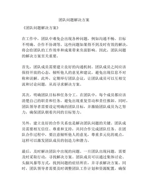 团队问题解决方案
