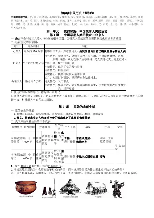 1--11课。七年级中国历史上册知识
