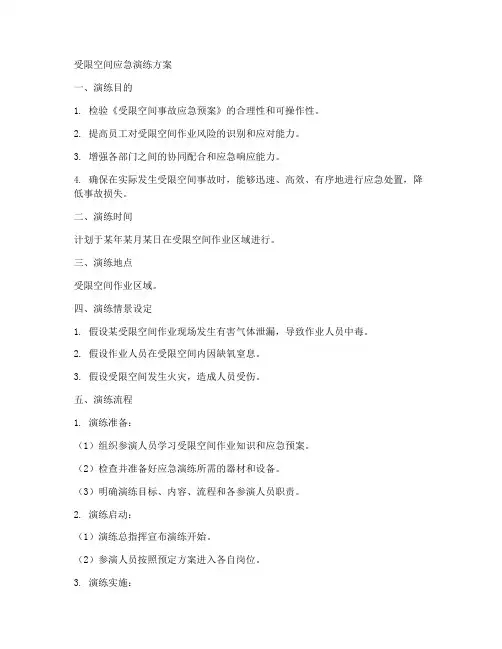 受限空间应急演练方案范本
