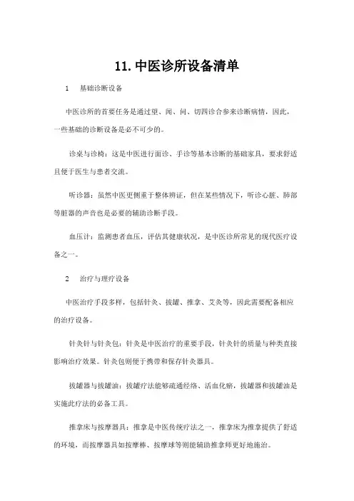 【中医】11.中医诊所设备清单