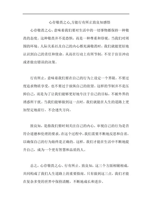 心存敬畏之心,方能行有所止致良知感悟