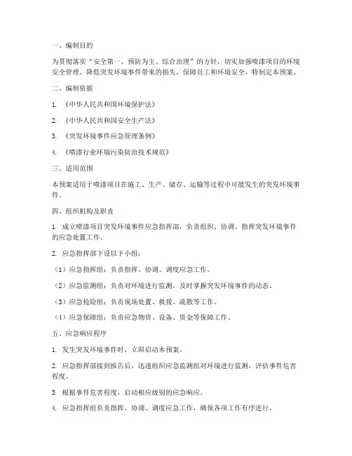 喷漆项目突发环境应急预案
