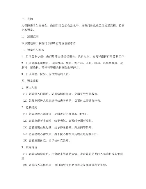 门诊危重急症处置预案流程
