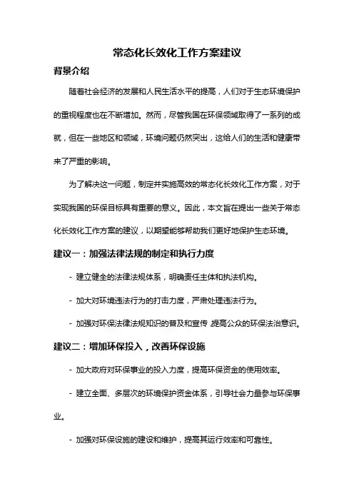 常态化长效化工作方案建议