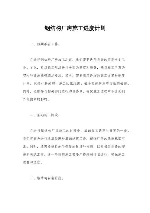钢结构厂房施工进度计划
