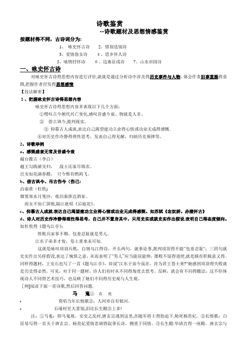 诗歌鉴赏按题材分的种类