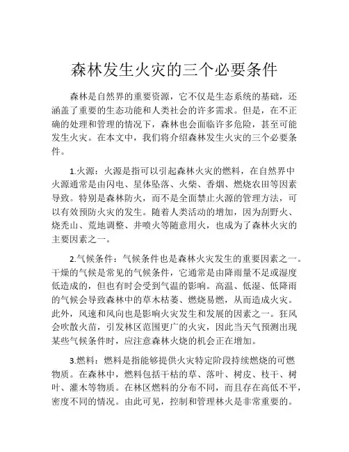 森林发生火灾的三个必要条件
