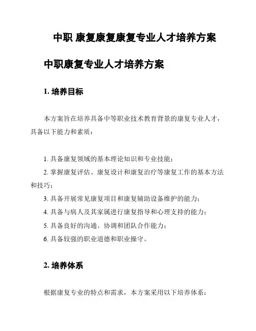 中职 康复康复康复专业人才培养方案