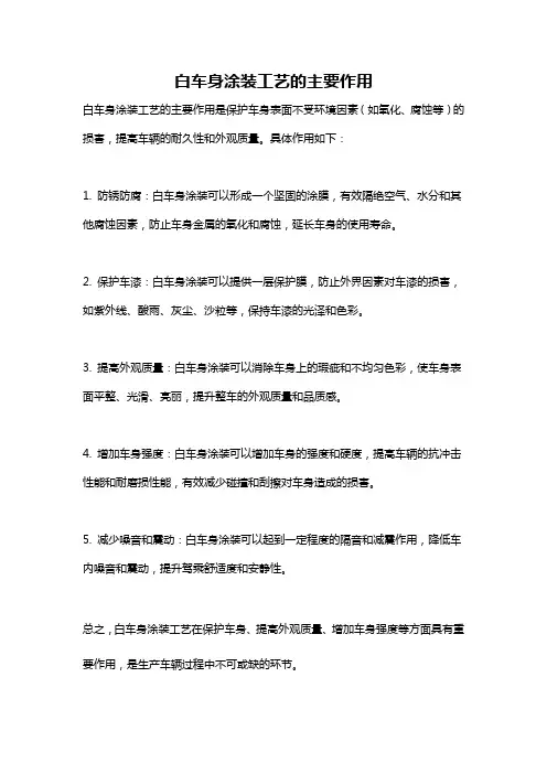 白车身涂装工艺的主要作用