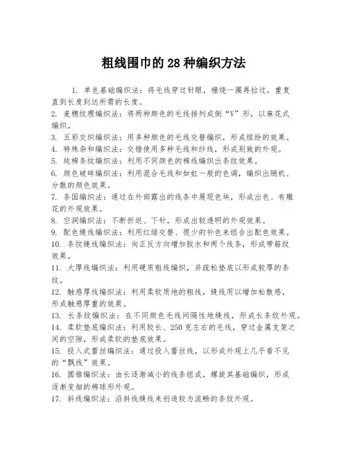 粗线围巾的28种编织方法