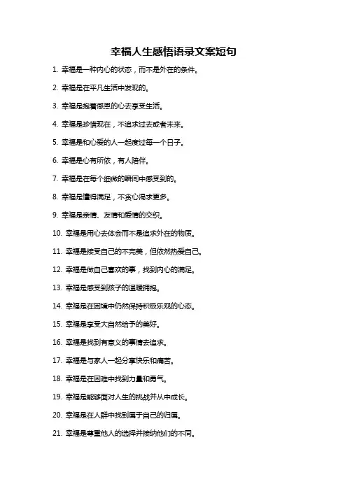 幸福人生感悟语录文案短句