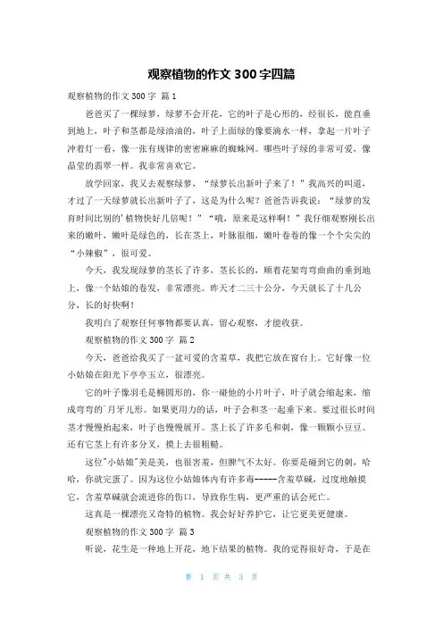 观察植物的作文300字四篇