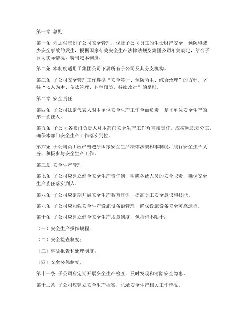 集团子公司安全管理制度