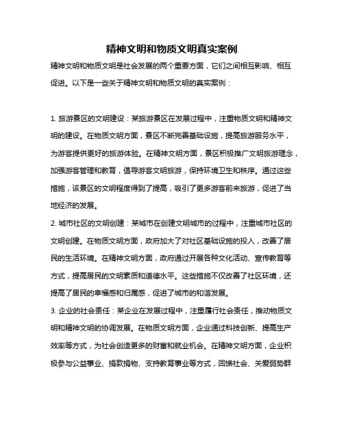 精神文明和物质文明真实案例