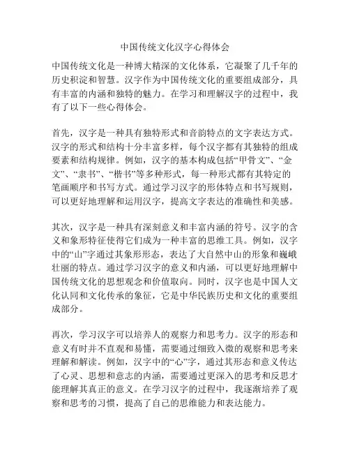 中国传统文化汉字心得体会